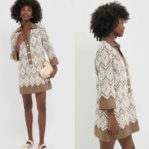 mocha mousse lace collier dress Tuckernuck Mocha Mousse Lace Collier Dress Brown Lace / S